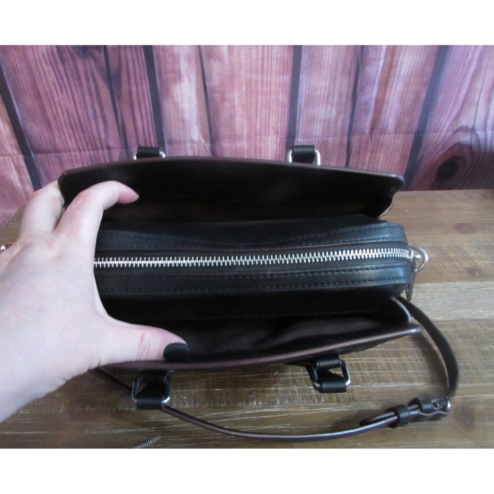 Coach Mini Darcie Carryall Black Brown Nappa Leather Crossbody Bag CM050‎ - Picture 6 of 11